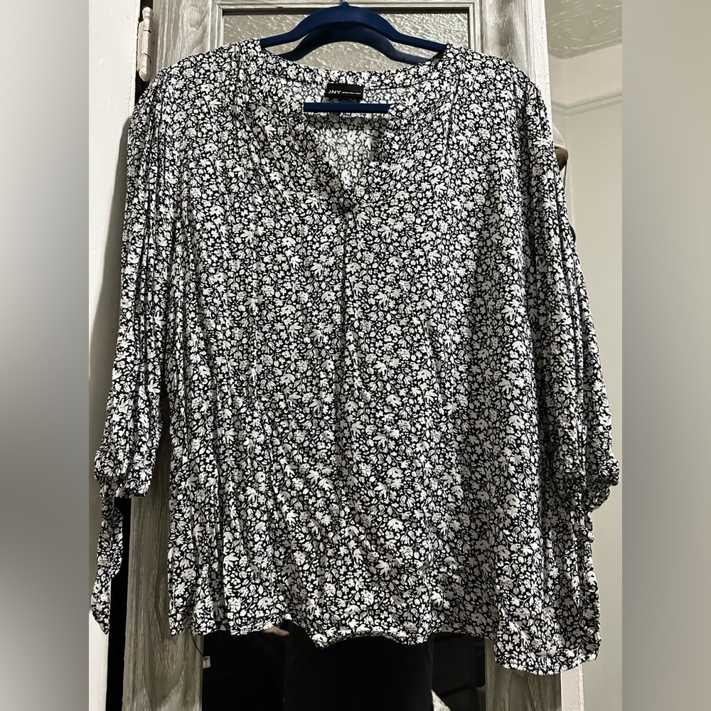JNY Black and White Blouse